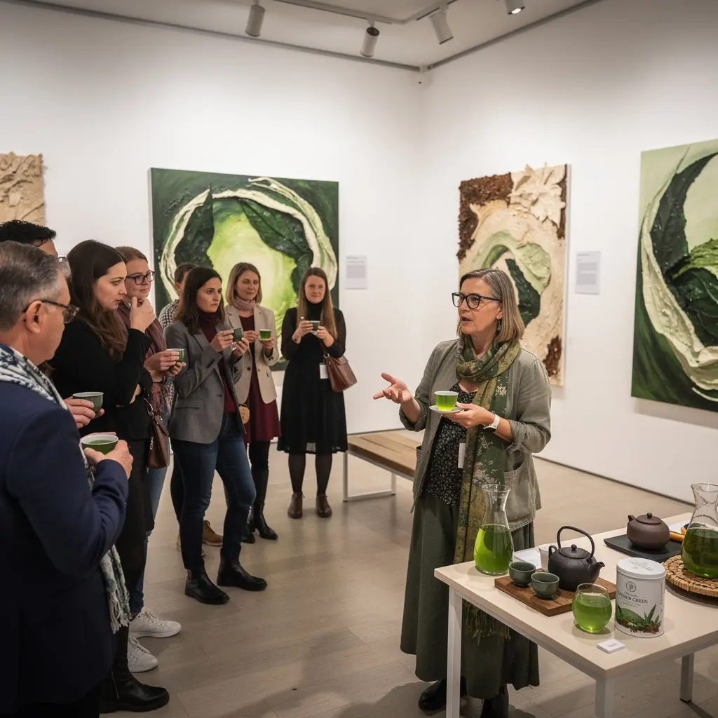 Zelený čaj Gyokuro v elegantnej šálke s jemnou textúrou.